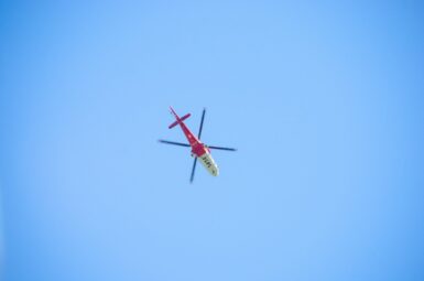 a helicopter flying in the sky